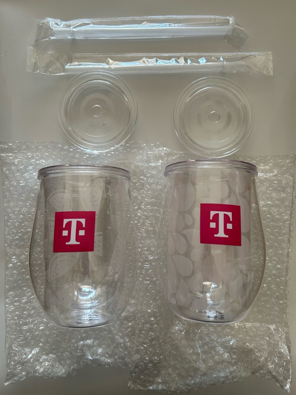 Clear Insulated Tumbler Set with Pink Logo (Set of 2)
